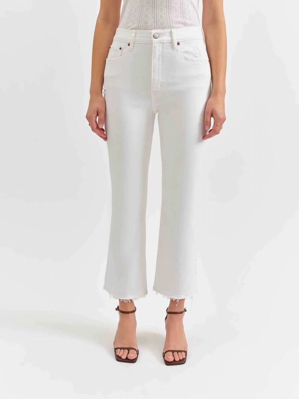 NEW DAZE shy girl crop flare jeans in lamb vintage